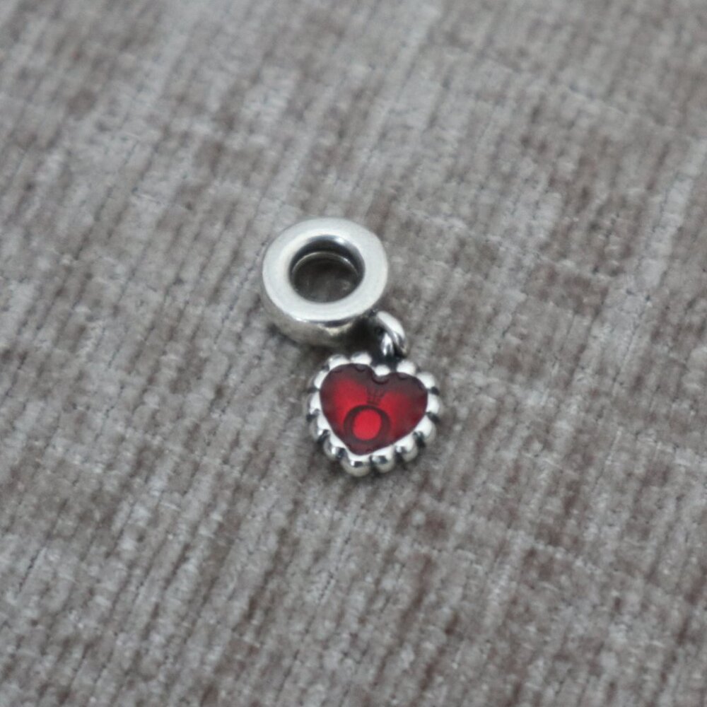 Pandora Red Heart Forever Fuchsia Ring Logo Enamel 925 Silver (Retired)